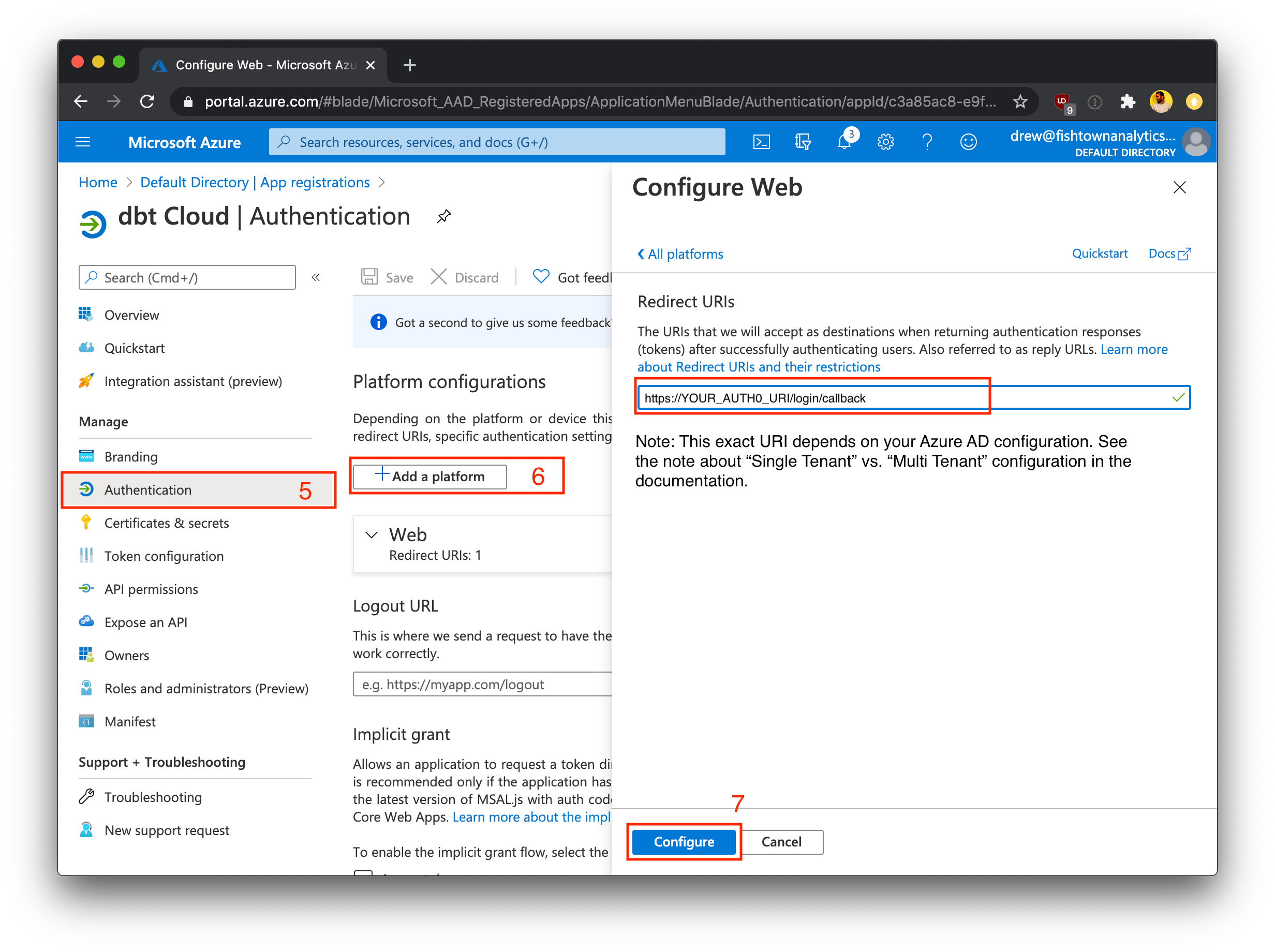 Configuring a Redirect URI Configuring a Redirect URI